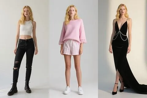 AI Image Editor changing outfit on a model using text prompts
