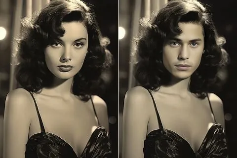 AI Image Editor swapping faces in a portrait photo